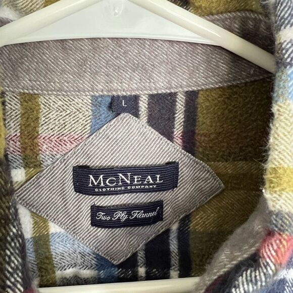 McNeal Green Blue Flannel Two Ply Men's Size Large - Picture 7 of 8